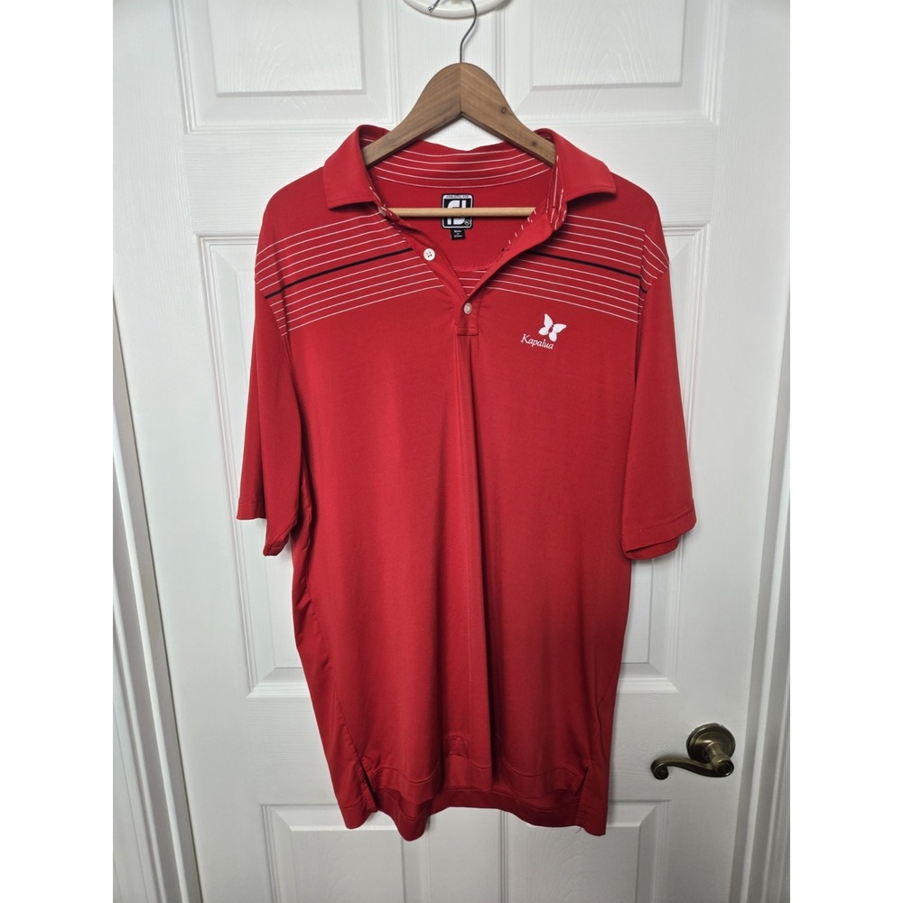 FootJoy Athletic Fit Kapalua Mens XL Red Performance Stretch Golf Polo